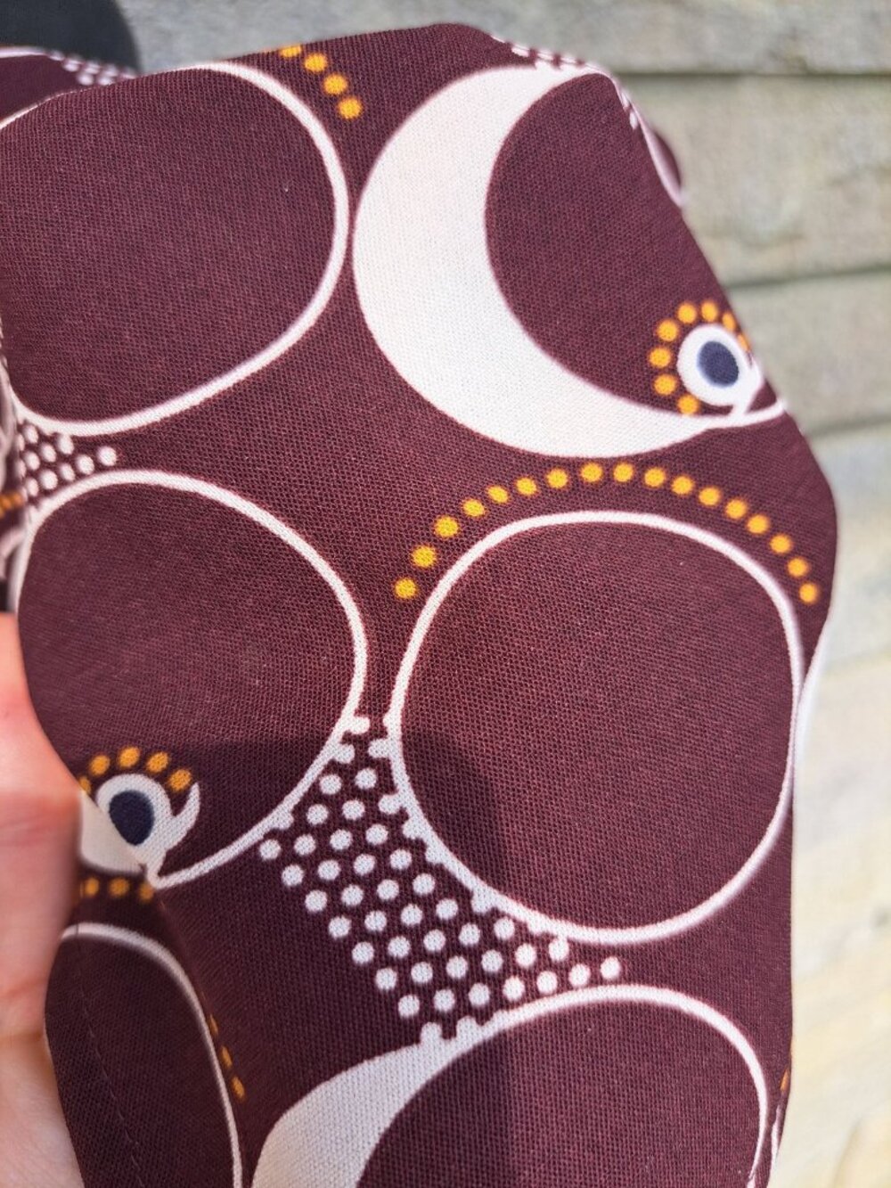 New Bytavi Brown & Cream Circle Geometric Print Scarf Fair Trade - Picture 2 of 9